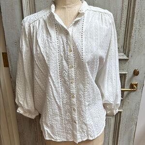 Anthropologie Blouse Medium Embroidered